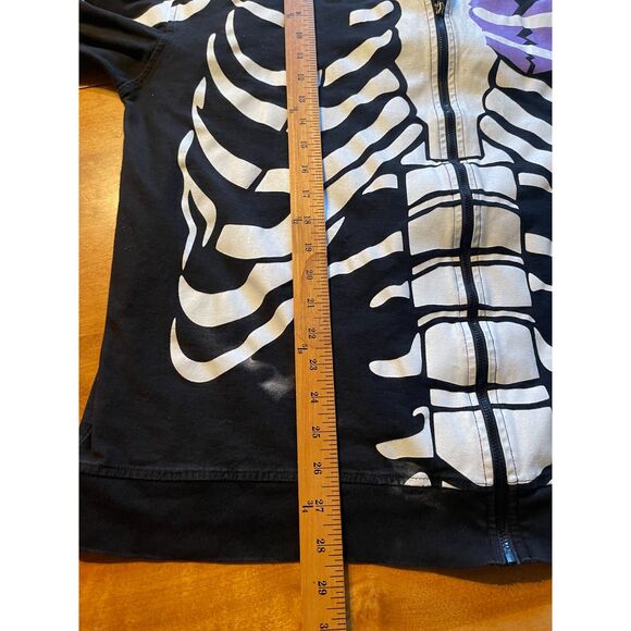 LRG Dead Serious Zip Up Skeleton Hoodie Size Men's XL Black & White Glow in Dark - Picture 13 of 13